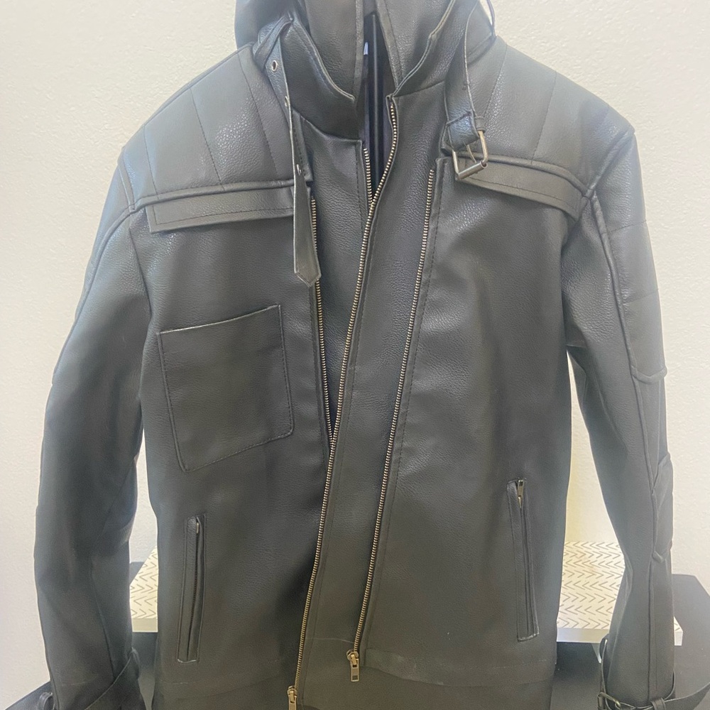Batman Arkham Knight Black And Red Leather Jacket Vest Combo Size Large